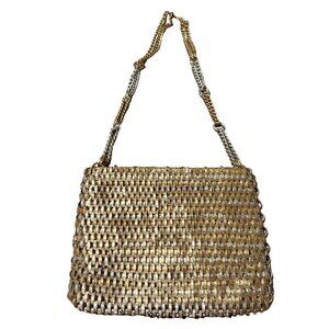 Vintage 1960s Paco Rabanne for Walborg Gold & Silver Woven Chain Purse Made In H